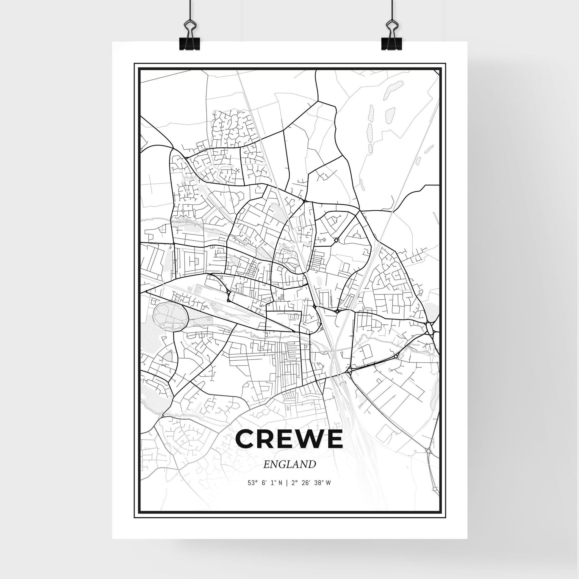 Crewe England - Premium City Map Poster