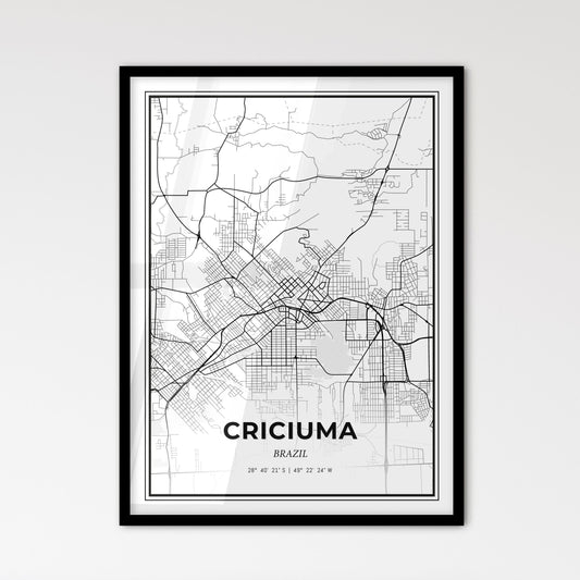 Criciuma Brazil - Scandinavian Style City Map for Modern Home Decor