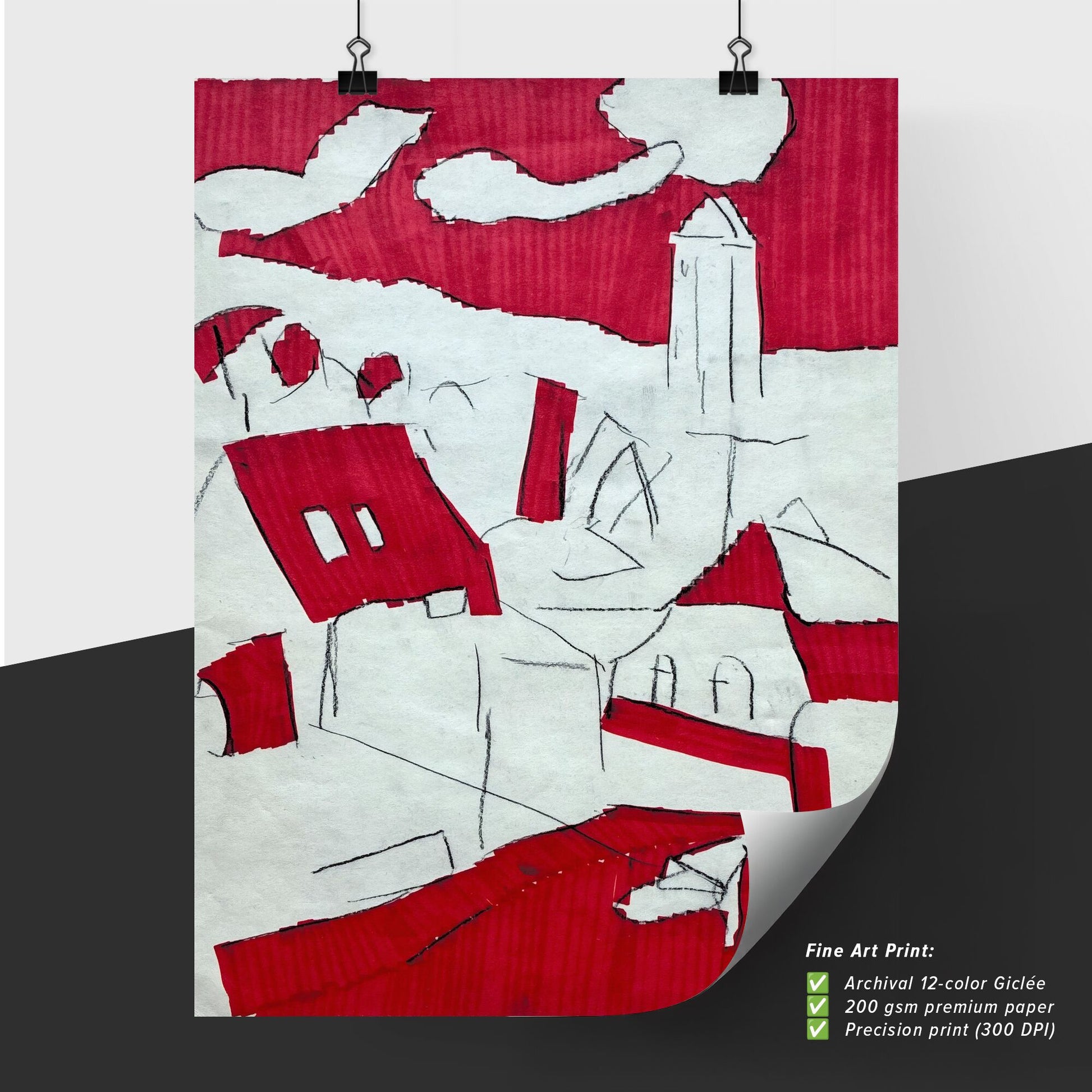 Crimson Dreams: Urban Landscapes in Abstract Form and Line