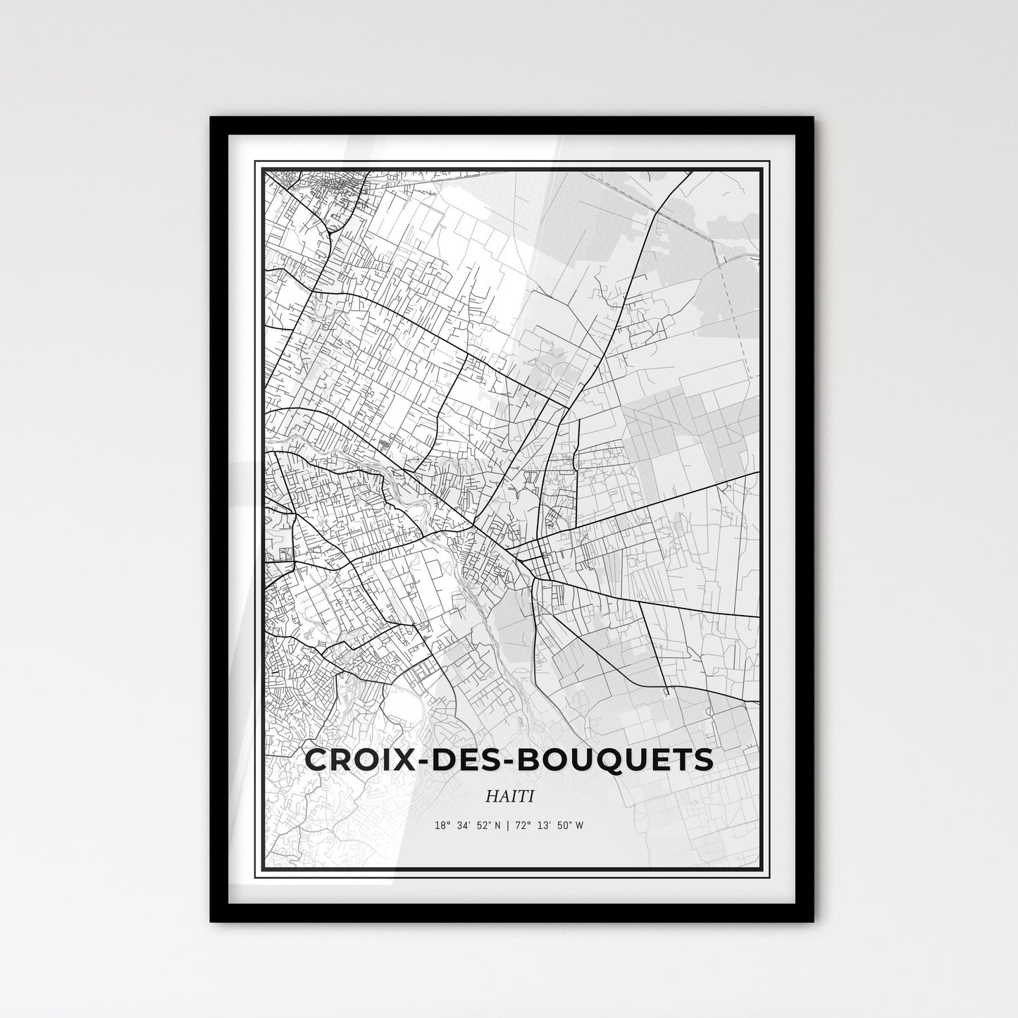 Croix-des-Bouquets Haiti - Scandinavian Style City Map for Modern Home Decor