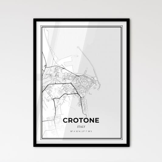 Crotone Italy - Scandinavian Style City Map for Modern Home Decor