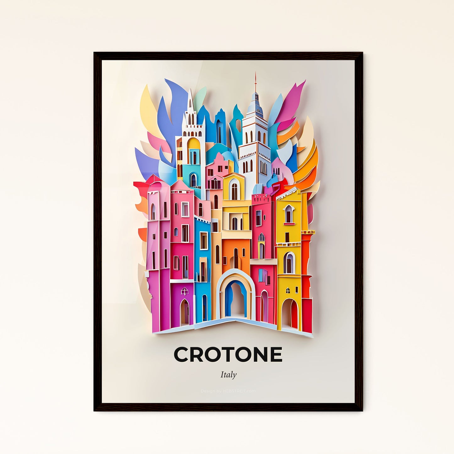 Vivid Crotone, Italy - a colorful city with a clock tower and a rainbow colored building