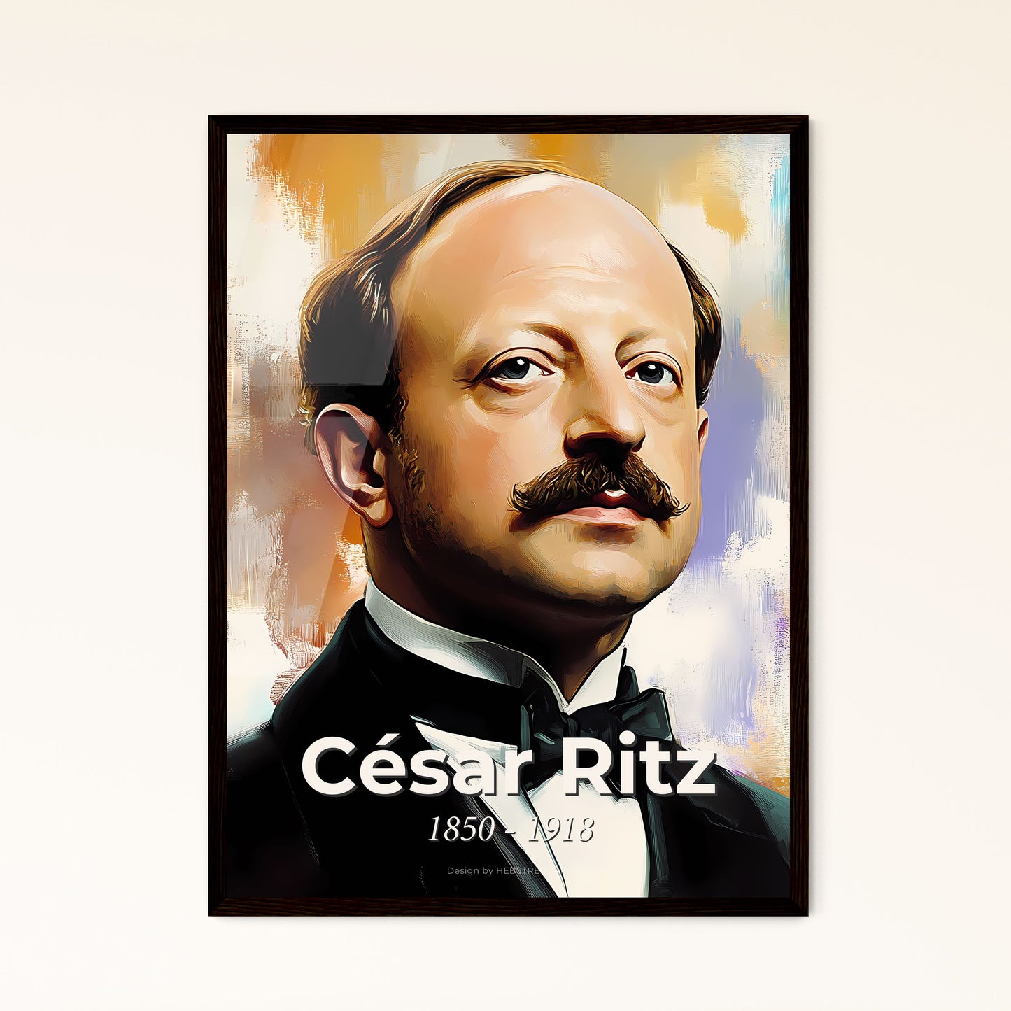 Portrait of César Ritz, 1850 - 1918. Impressionistic painting of a man with a mustache.