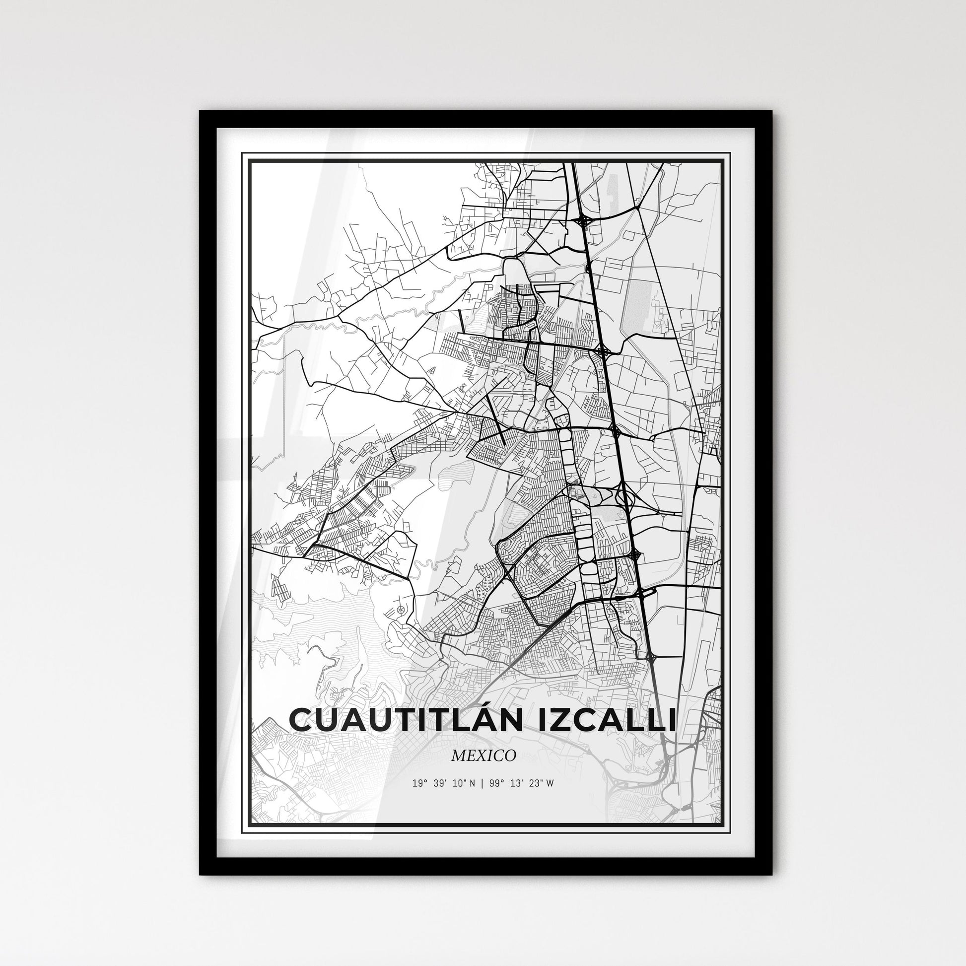 Cuautitlán Izcalli Mexico - Scandinavian Style City Map for Modern Home Decor