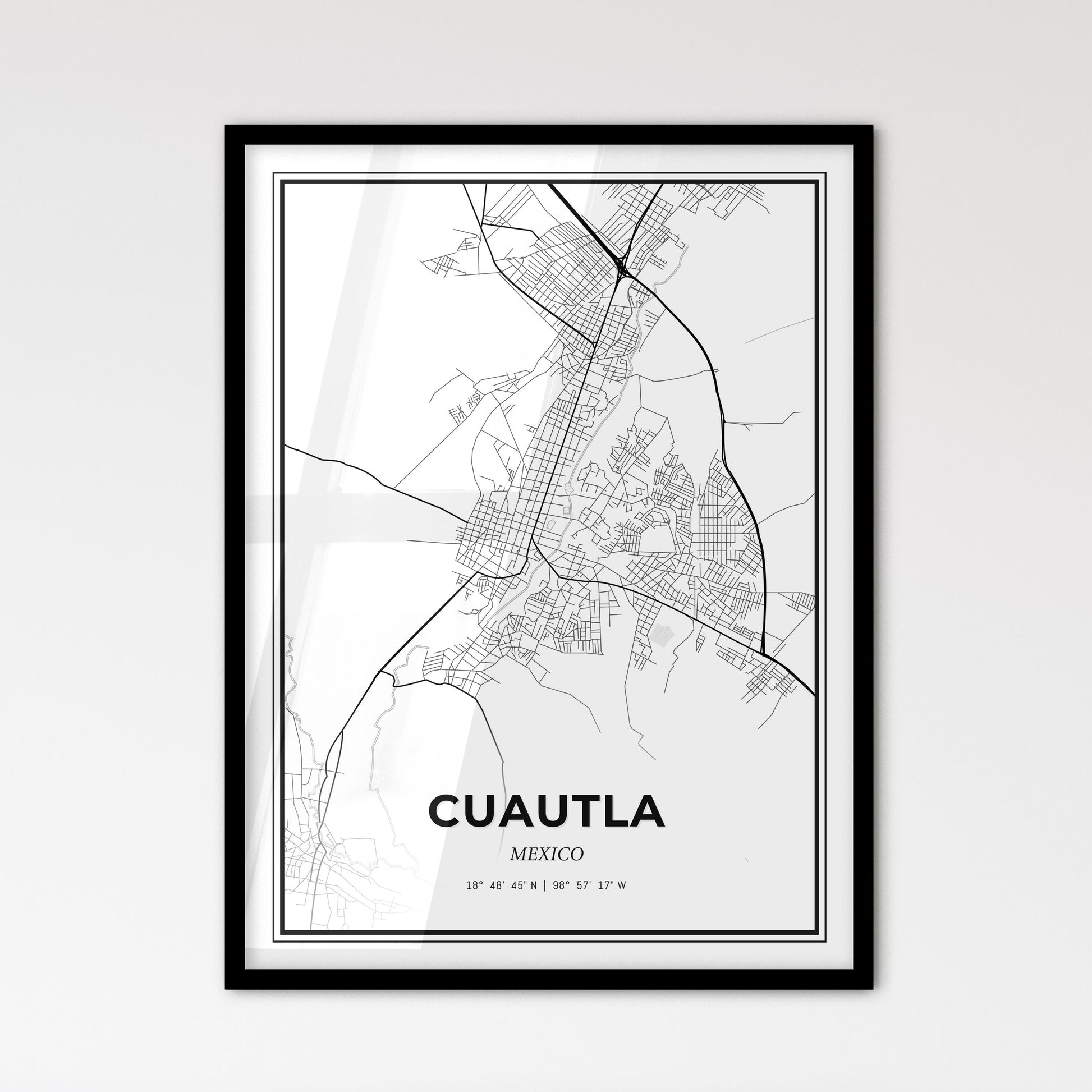 Cuautla Mexico - Scandinavian Style City Map for Modern Home Decor