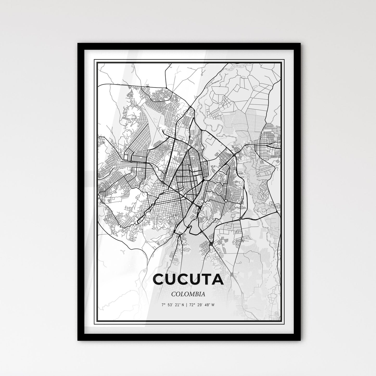 Cucuta Colombia - Scandinavian Style City Map for Modern Home Decor