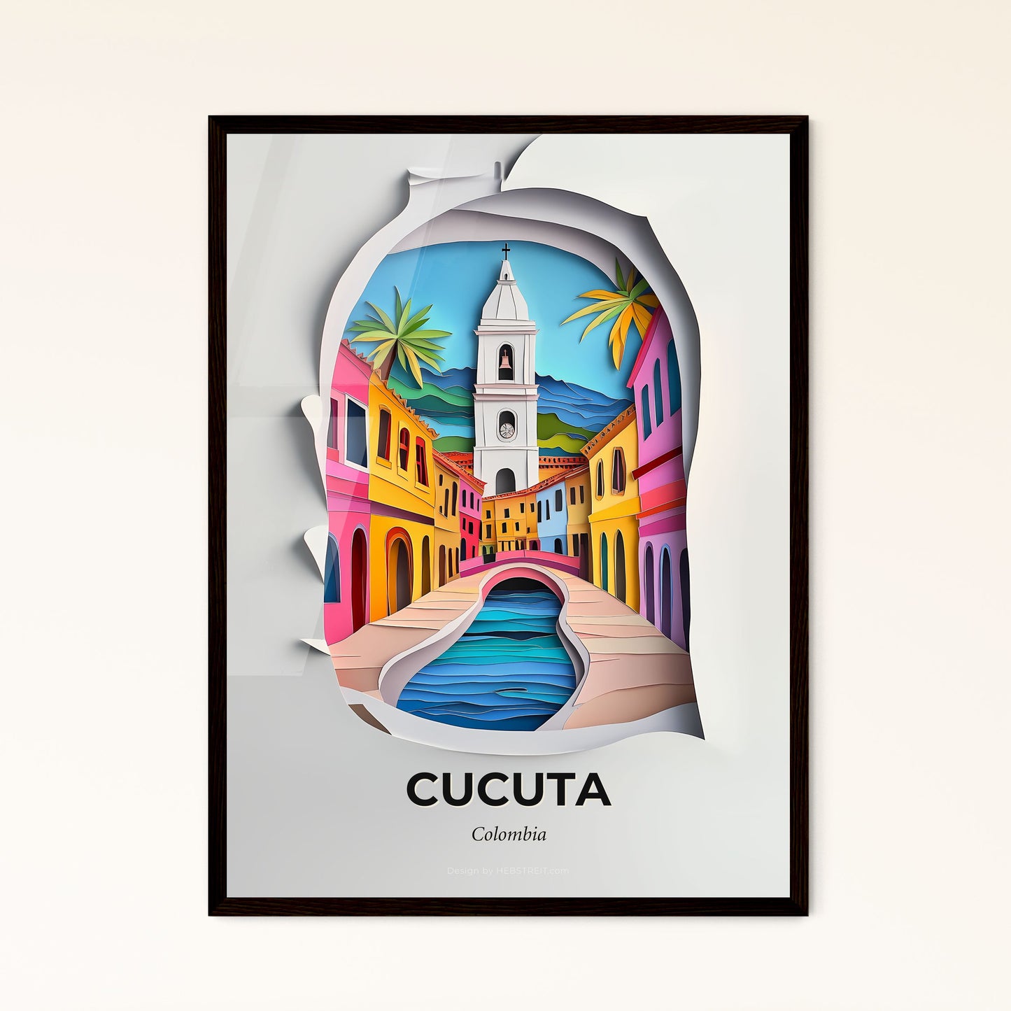 Vivid Cucuta, Colombia - a paper cut of a city with a bridge