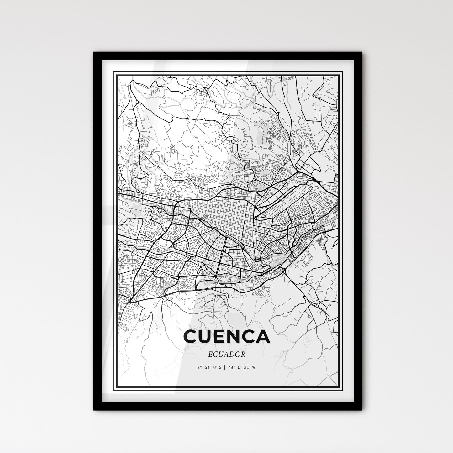 Cuenca Ecuador - Scandinavian Style City Map for Modern Home Decor