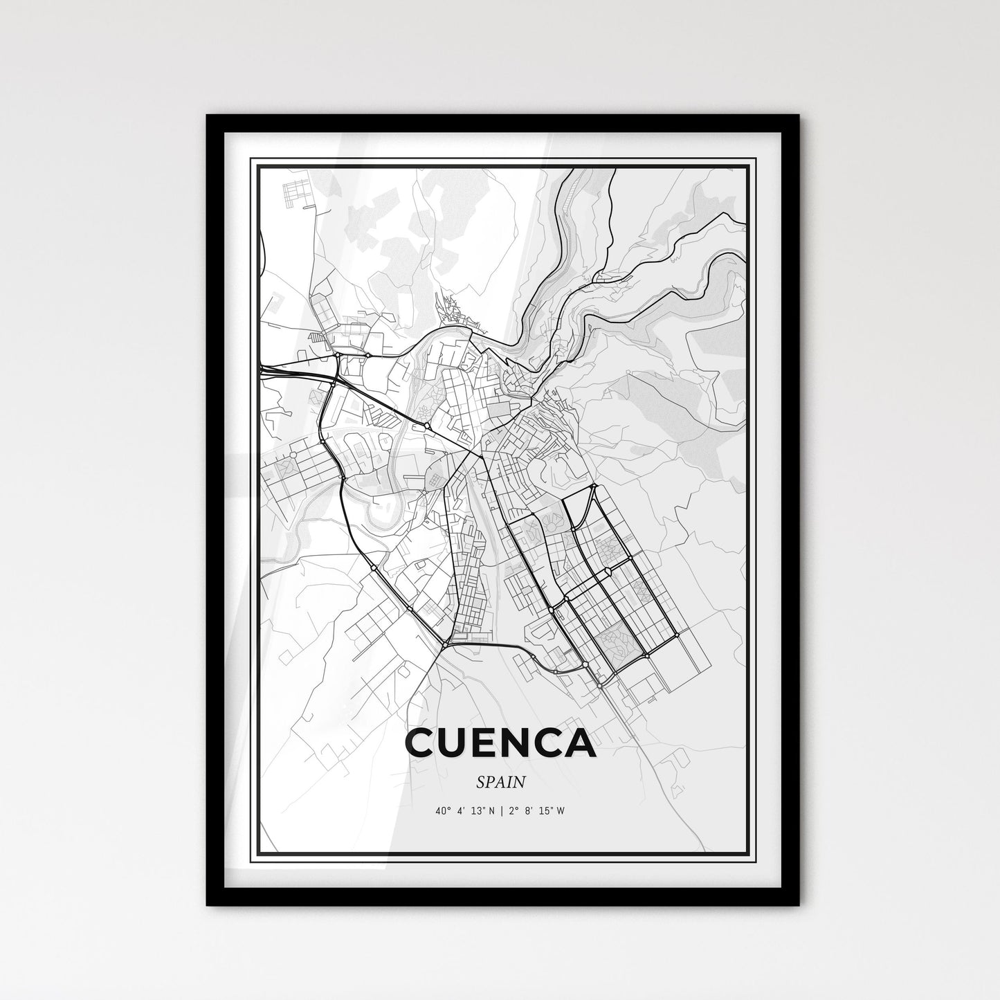 Cuenca Spain - Scandinavian Style City Map for Modern Home Decor