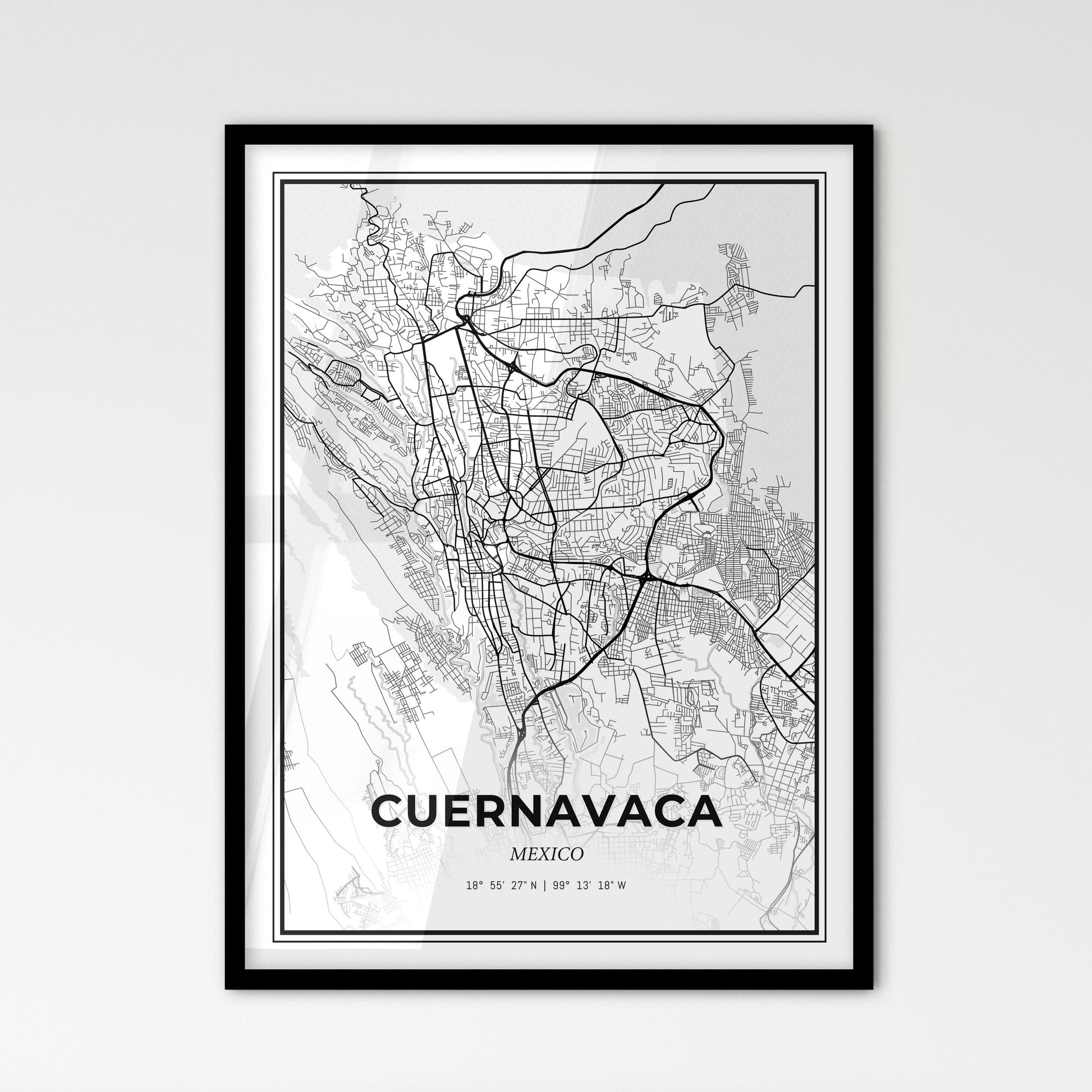 Cuernavaca Mexico - Scandinavian Style City Map for Modern Home Decor