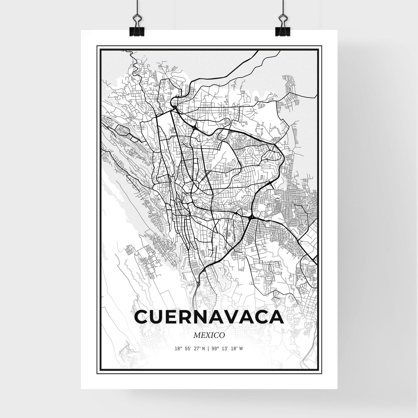 Cuernavaca Mexico - Premium City Map Poster