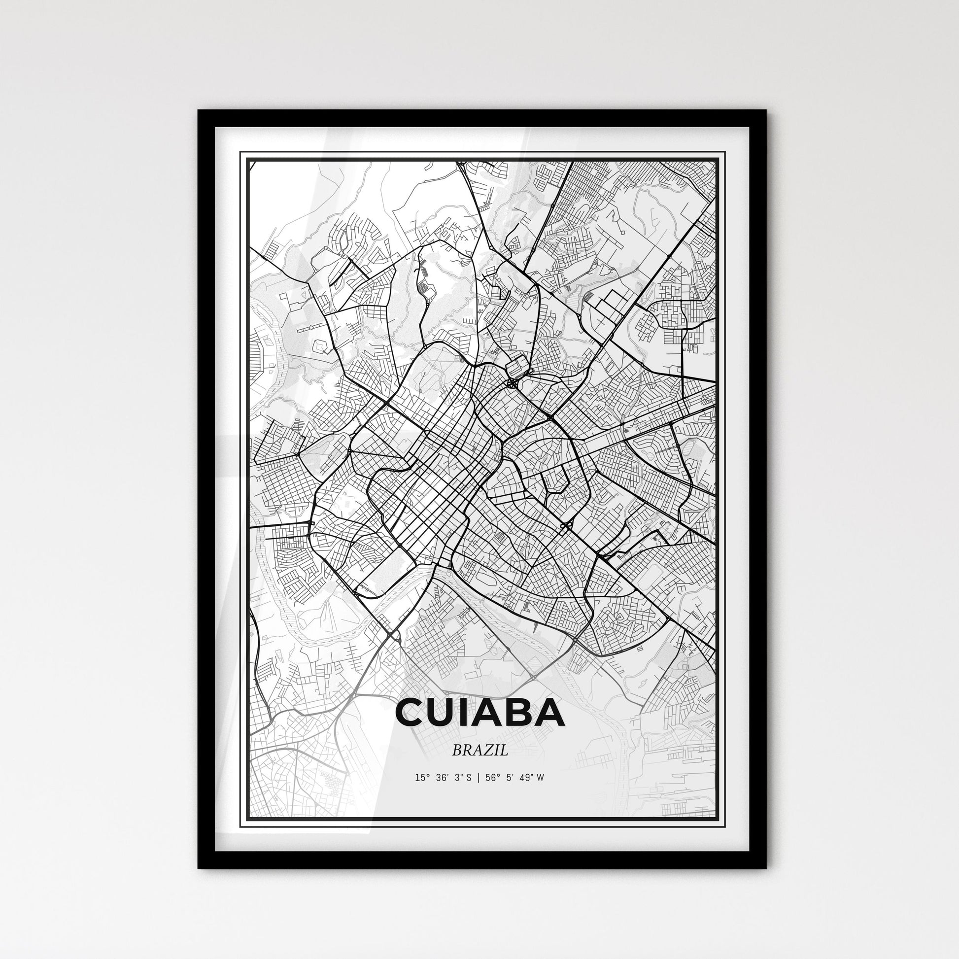 Cuiaba Brazil - Scandinavian Style City Map for Modern Home Decor