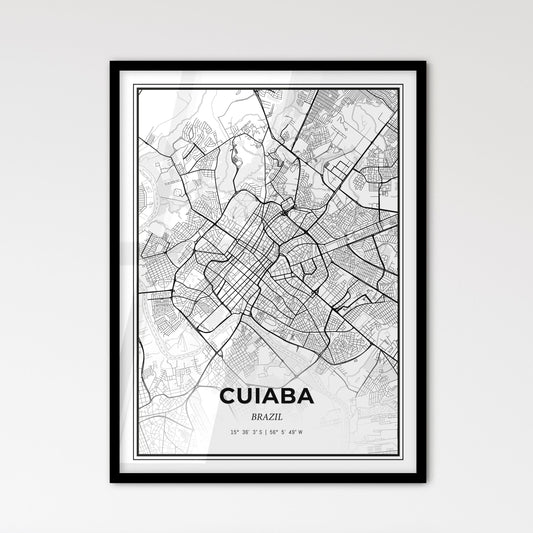 Cuiaba Brazil - Scandinavian Style City Map for Modern Home Decor