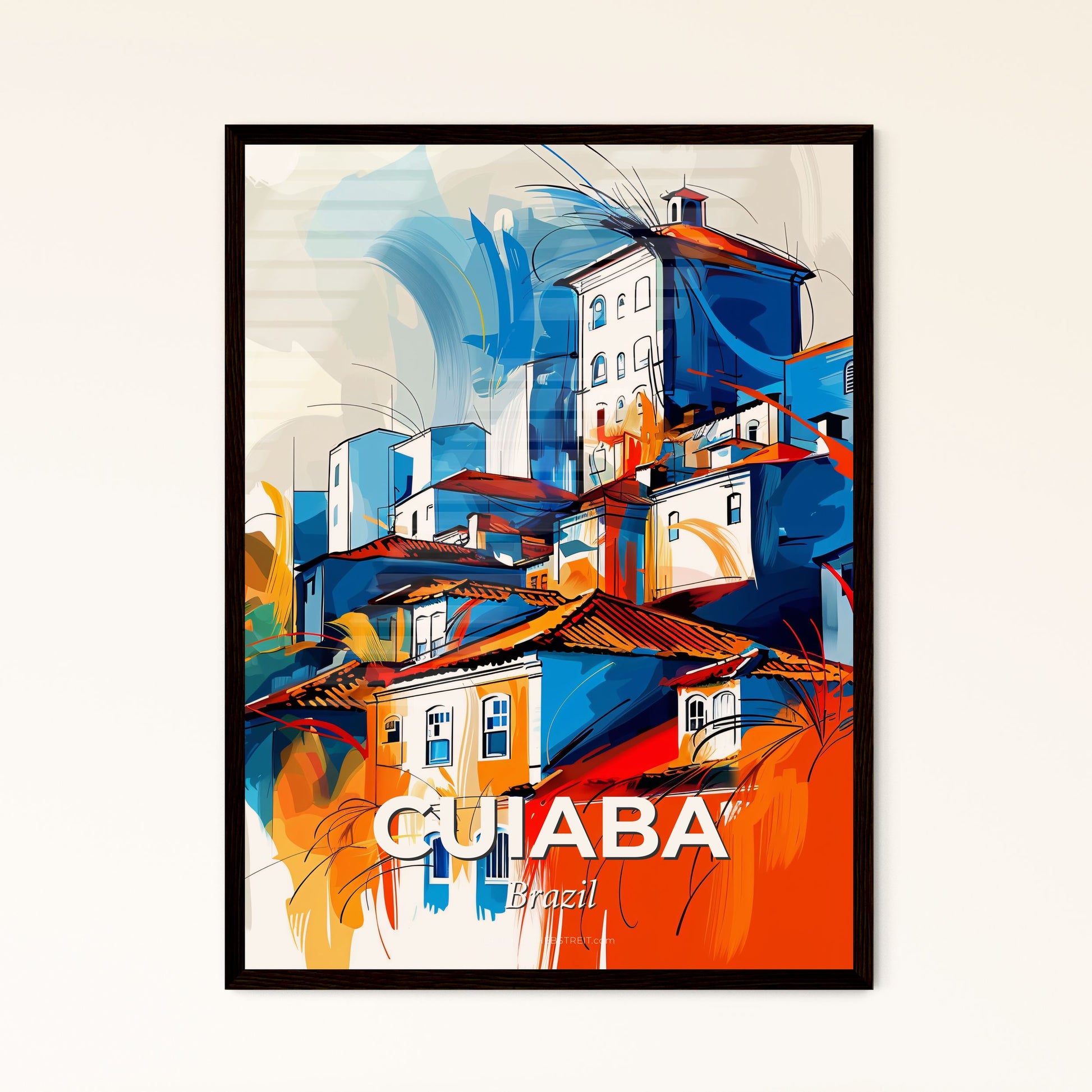 Vibrant Cuiaba, Brazil - A Painting Of Buildings And A City