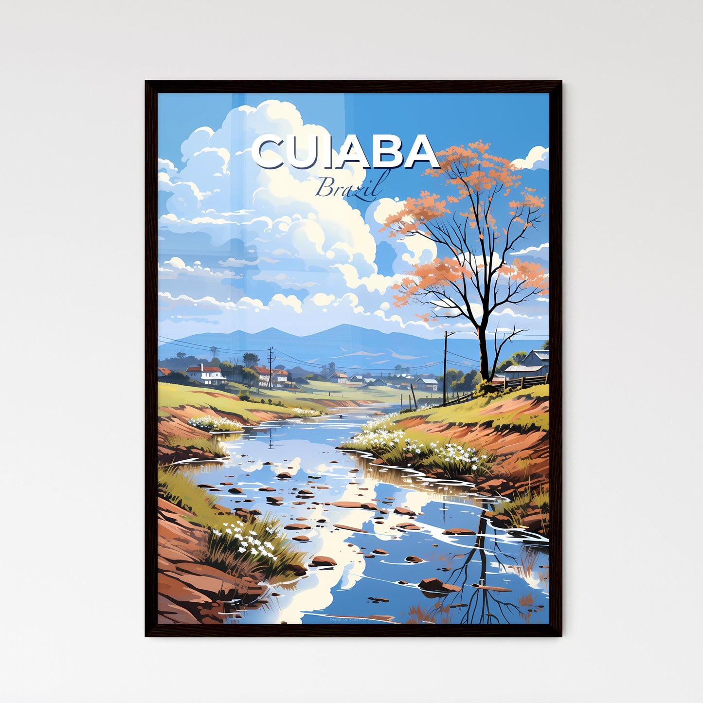 Vibrant Painted Canvas Art of Cuiaba Brazil Cityscape with River Default Title