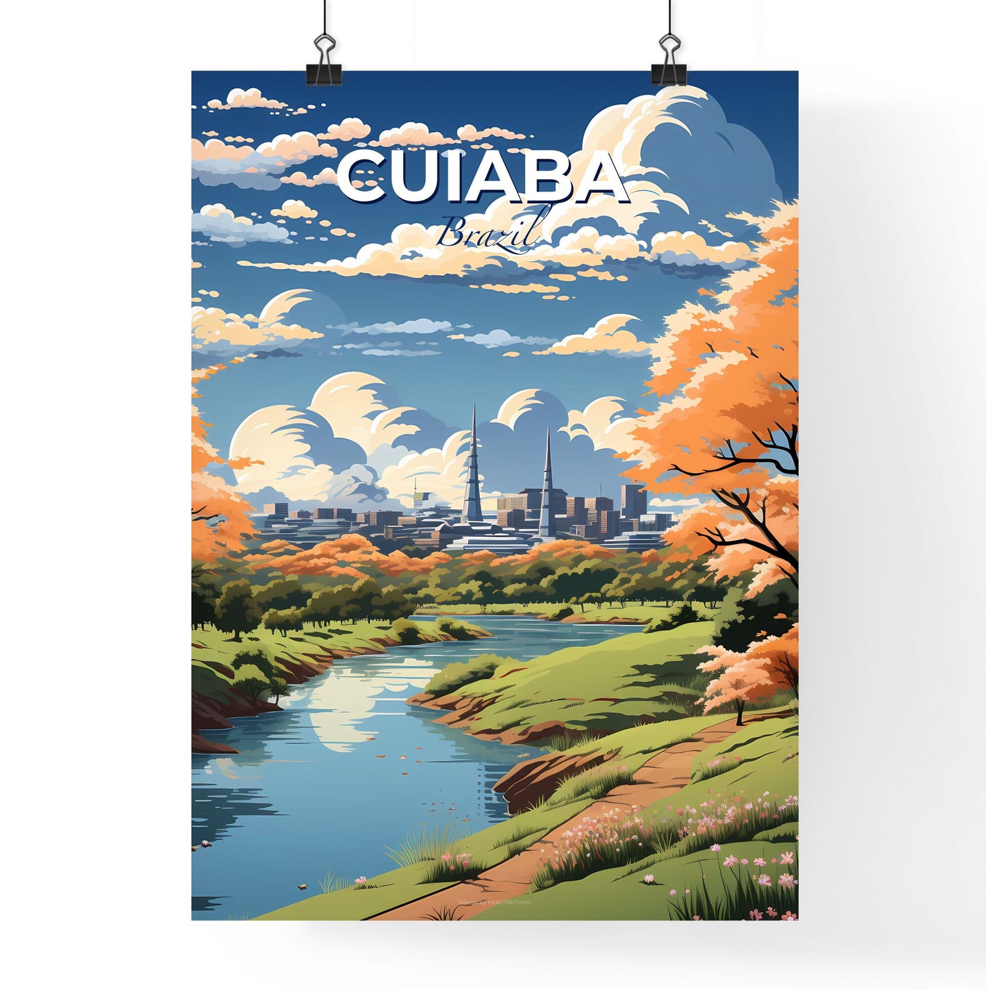 Cuiaba Brazil City Skyline Art Painting Modern Vibrant River Urban Default Title