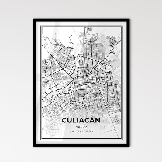 Culiacán Mexico - Scandinavian Style City Map for Modern Home Decor