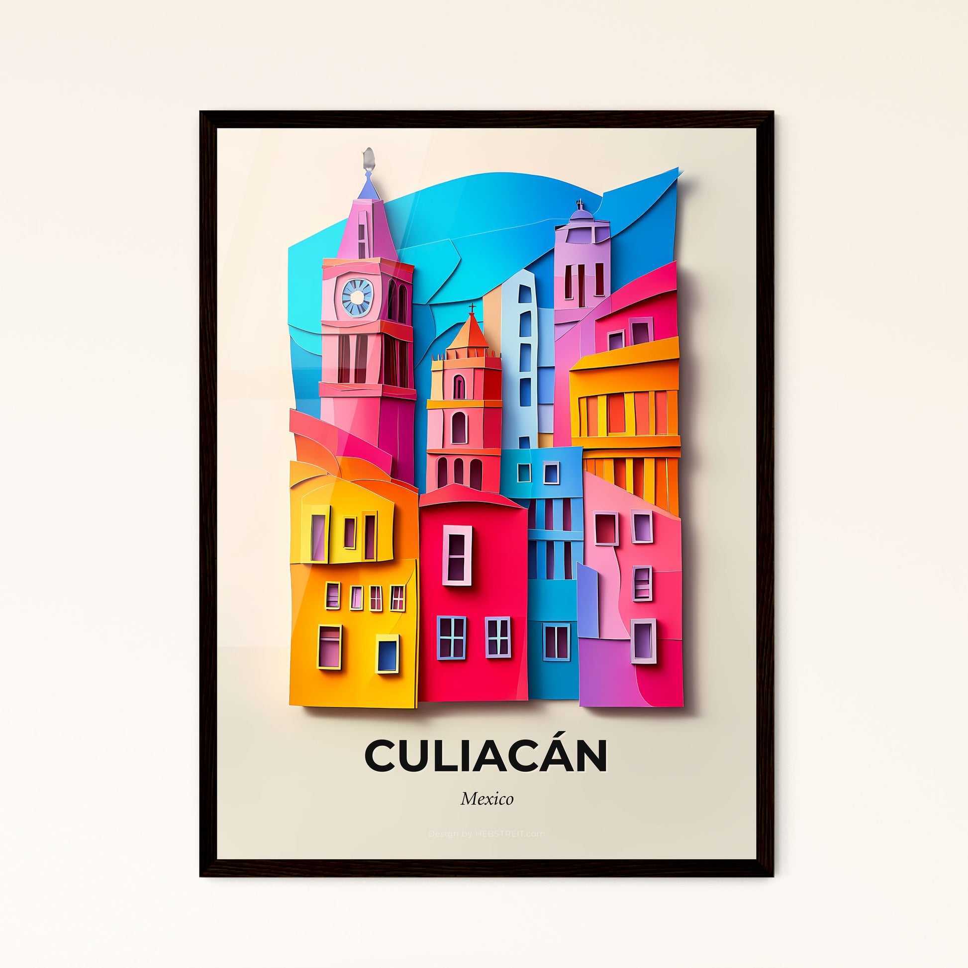 Vivid Culiacán, Mexico - a colorful city with a clock tower on top of it