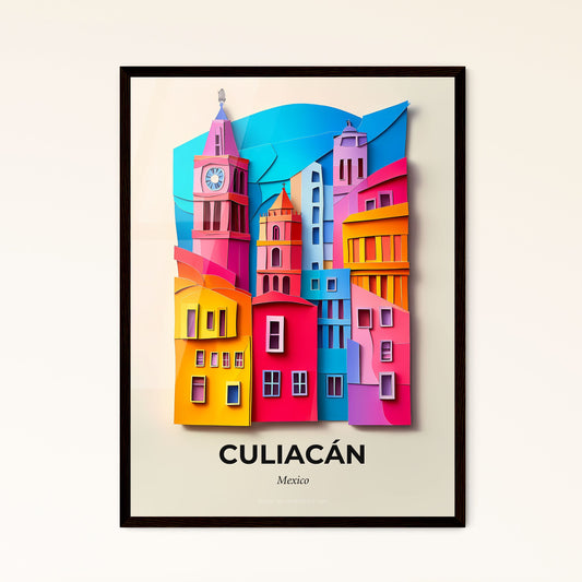 Vivid Culiacán, Mexico - a colorful city with a clock tower on top of it