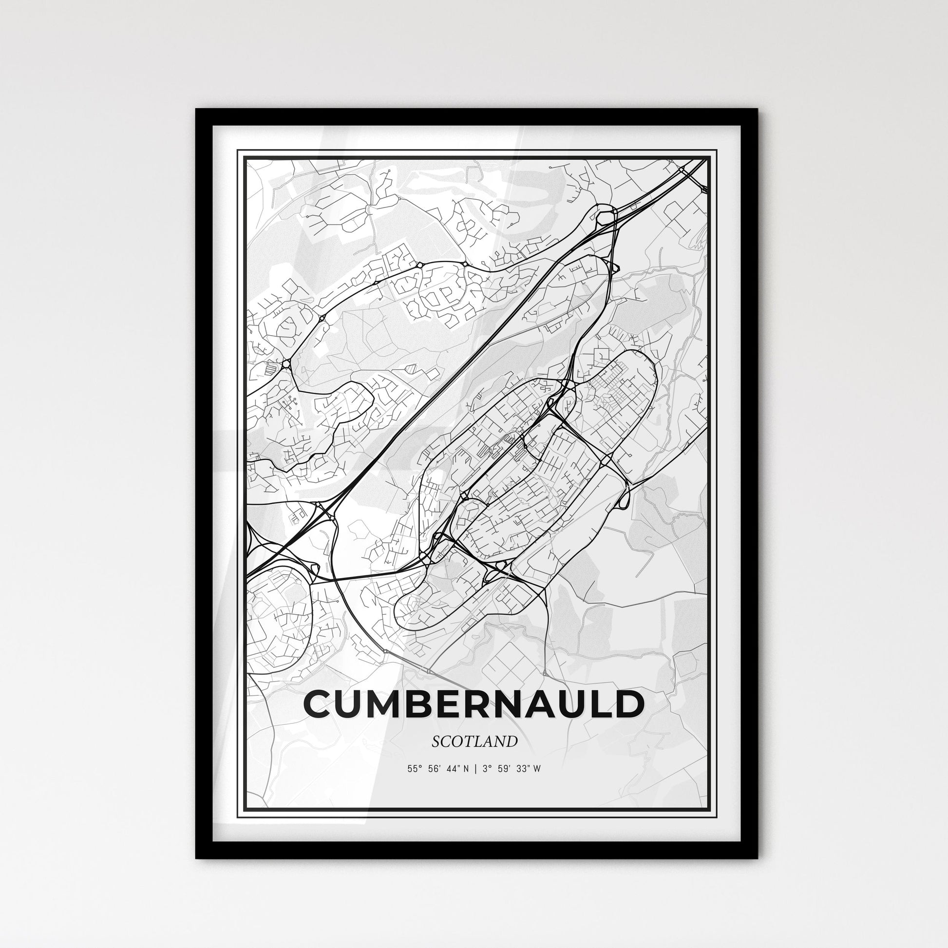 Cumbernauld Scotland - Scandinavian Style City Map for Modern Home Decor