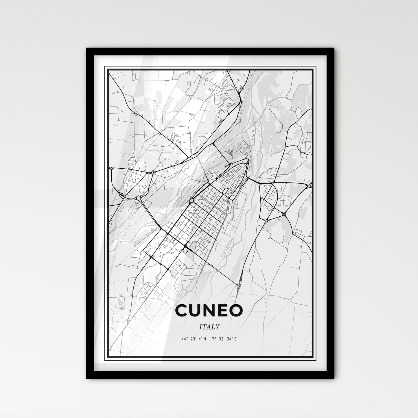 Cuneo Italy - Scandinavian Style City Map for Modern Home Decor