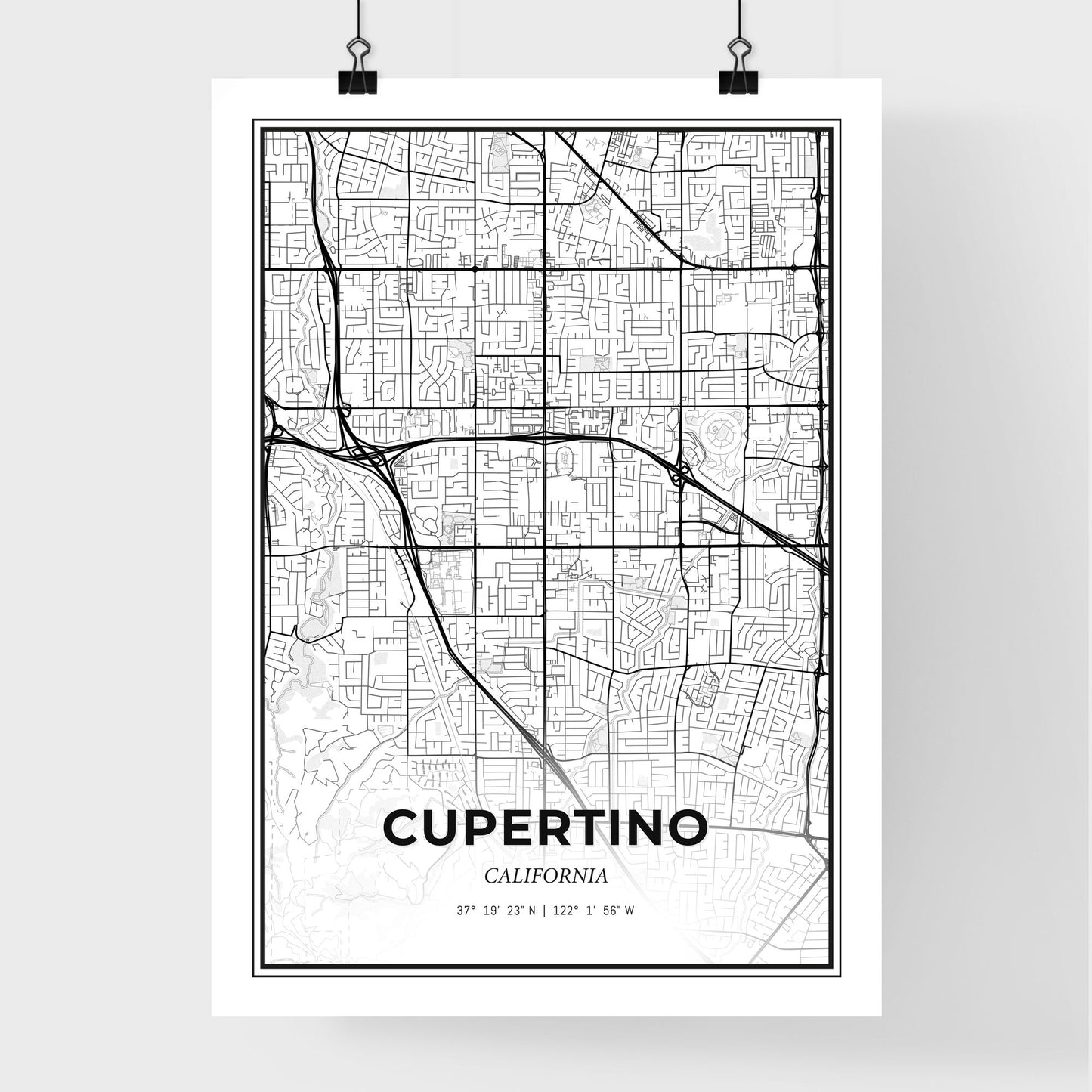 Cupertino California - Premium City Map Poster