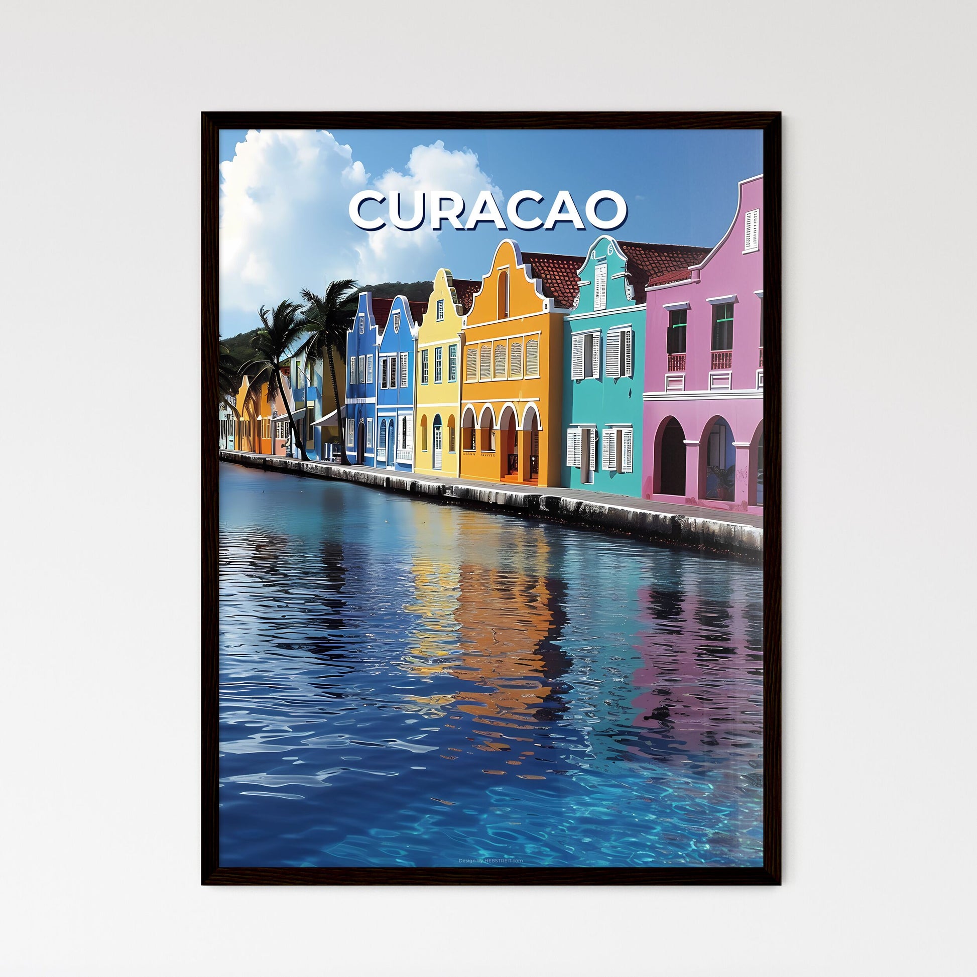 Colorful Painted Cityscape, Willemstad, Curacao, Antillean Islands, Caribbean Sea Framed Art