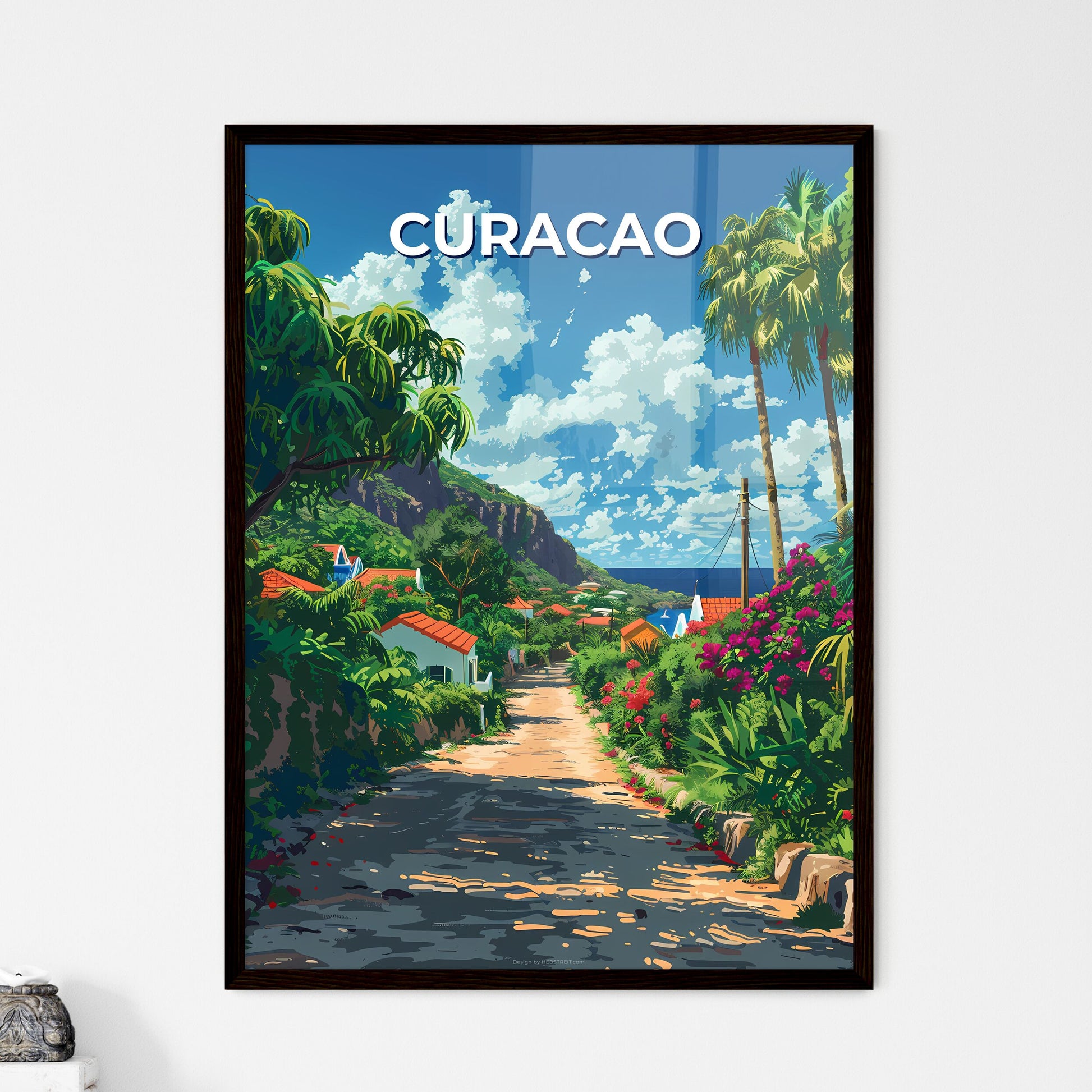 Caribbean Artistic Roadside View - Curacao C - Framed Art Print