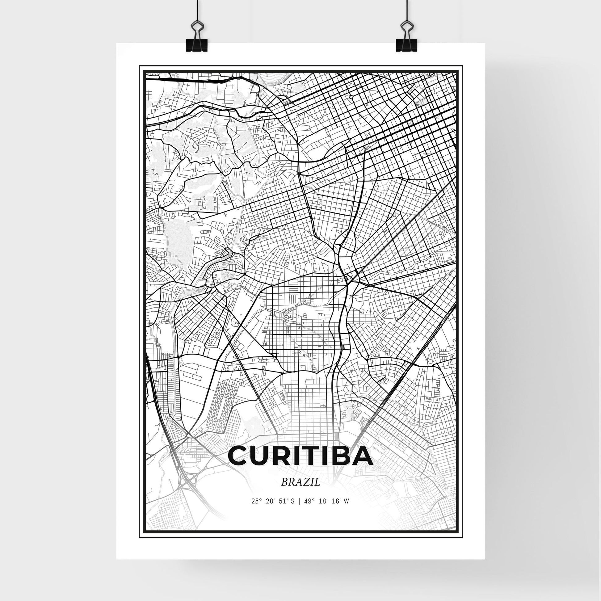 Curitiba Brazil - Premium City Map Poster