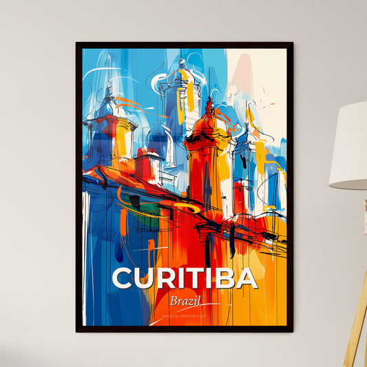 Vibrant Curitiba, Brazil - A Painting Of A Building With Towers