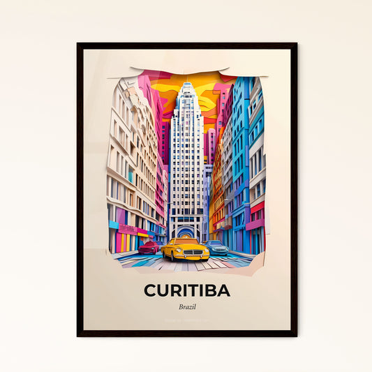 Vivid Curitiba, Brazil - a city street with a yellow taxi