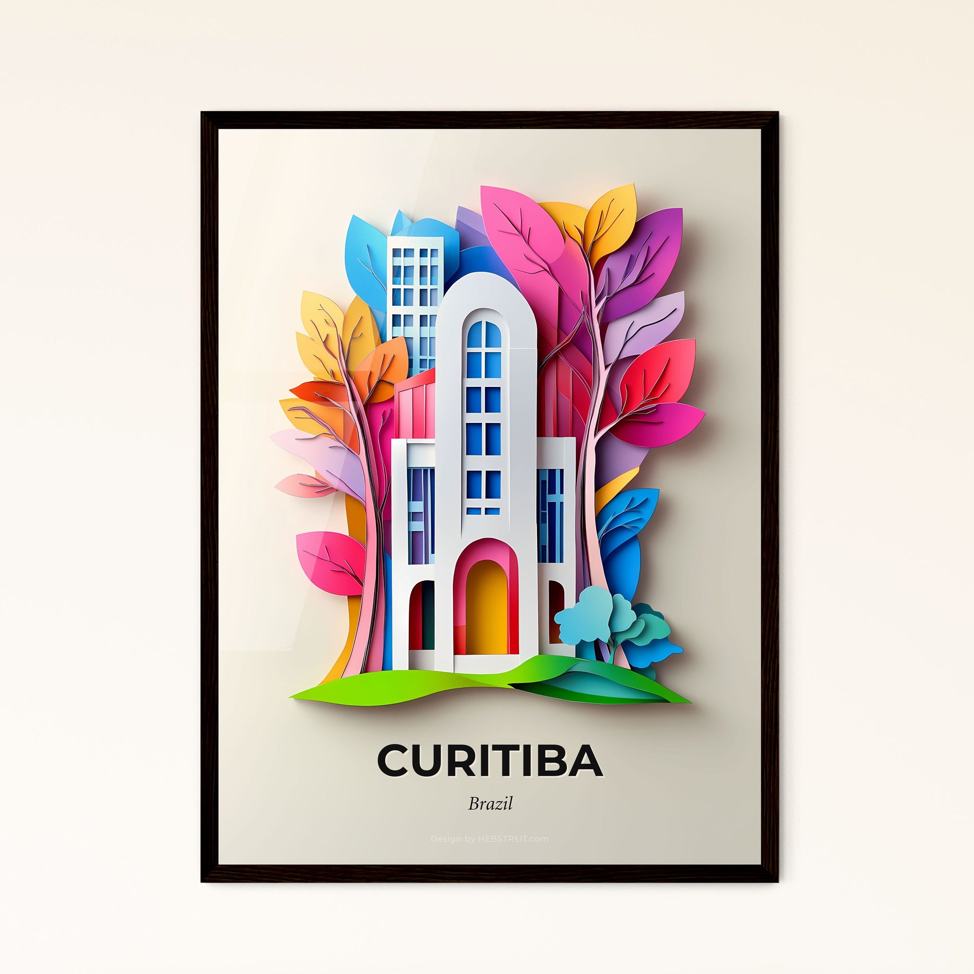 Vivid Curitiba, Brazil - a paper cut of a building with trees and a bird