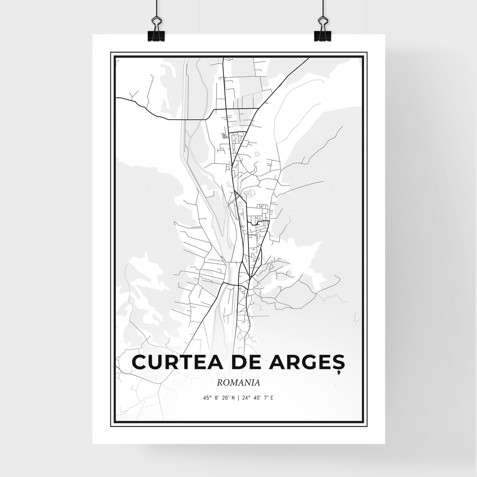 Curtea de Argeș Romania - Premium City Map Poster