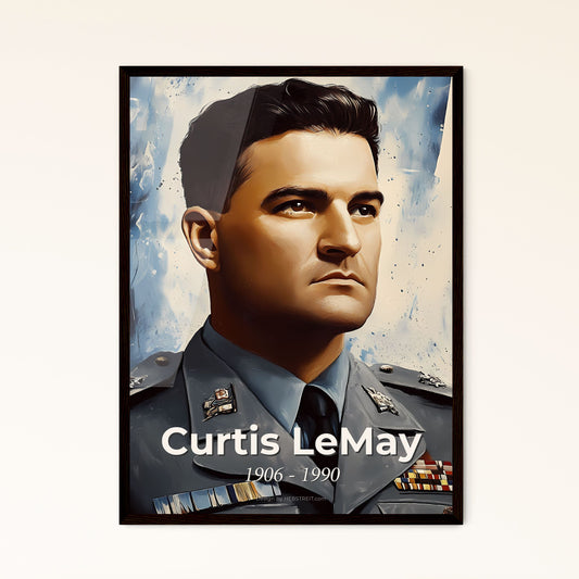 Portrait of Curtis LeMay, 1906 - 1990. Impressionistic painting of a man in a military uniform.