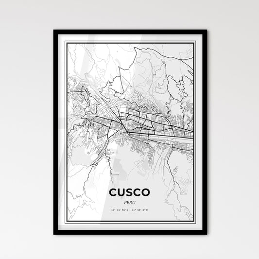 Cusco Peru - Scandinavian Style City Map for Modern Home Decor