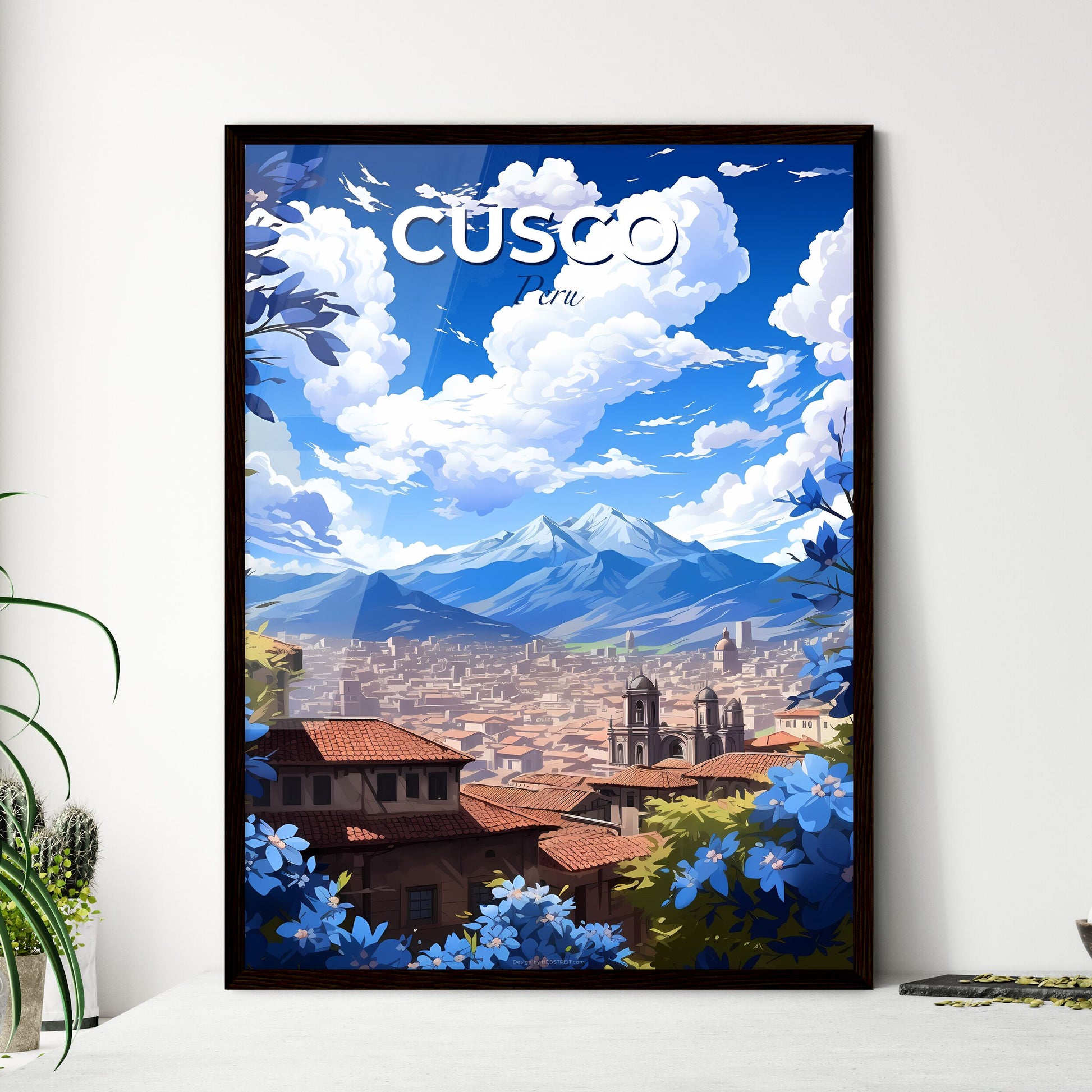 Colorful Cusco Peru Skyline Panoramic Painting with Majestic Andes Mountains Default Title