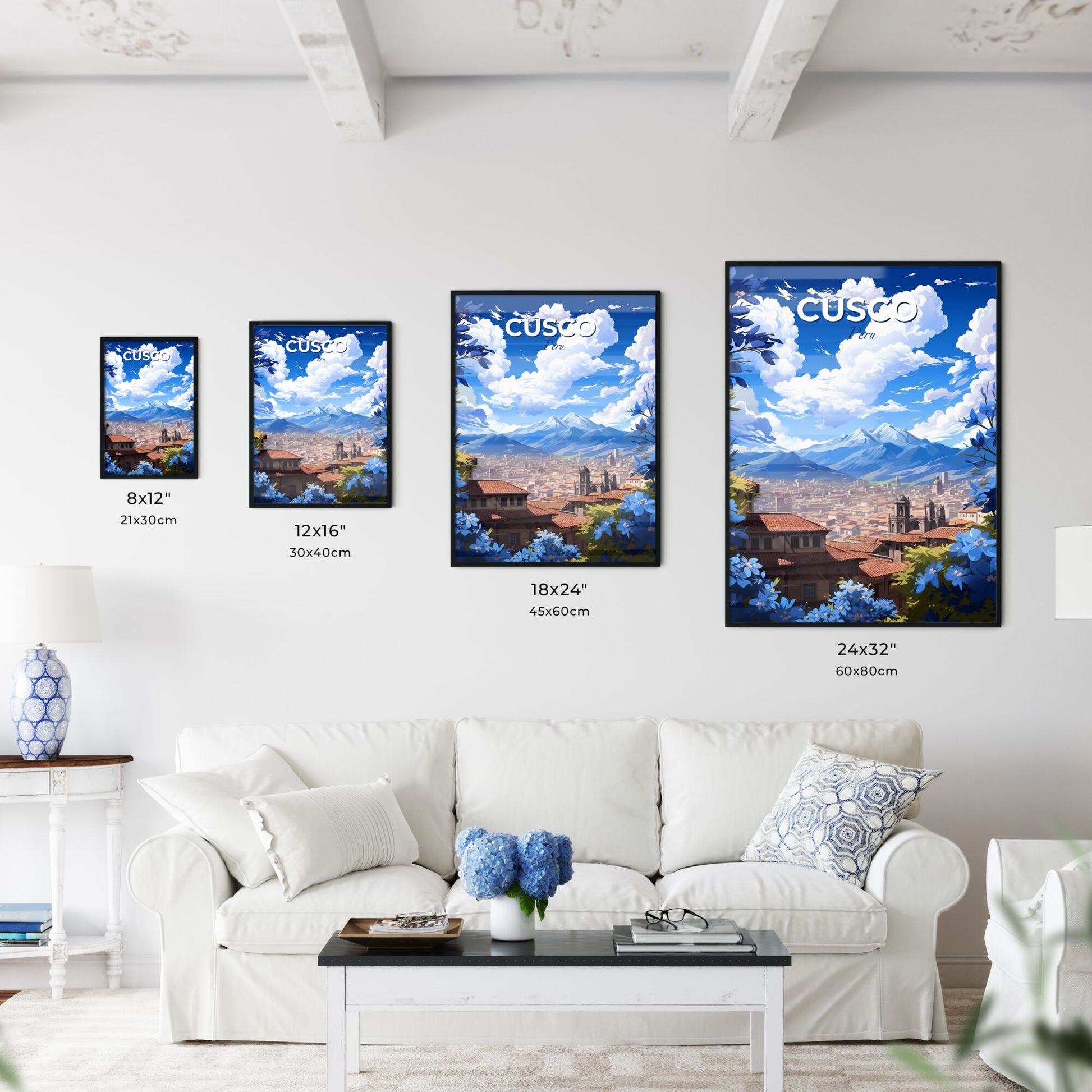 Colorful Cusco Peru Skyline Panoramic Painting with Majestic Andes Mountains Default Title