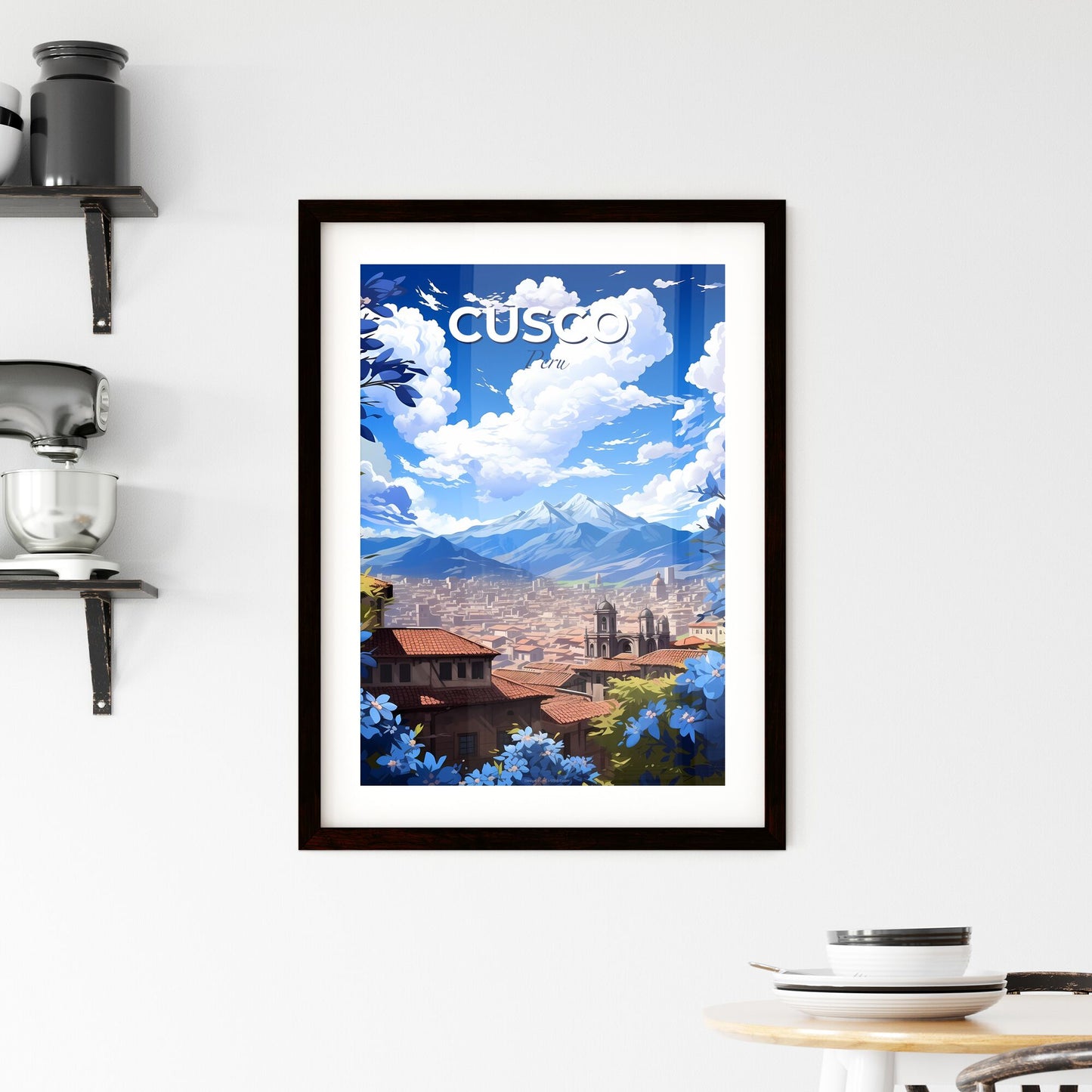 Colorful Cusco Peru Skyline Panoramic Painting with Majestic Andes Mountains Default Title