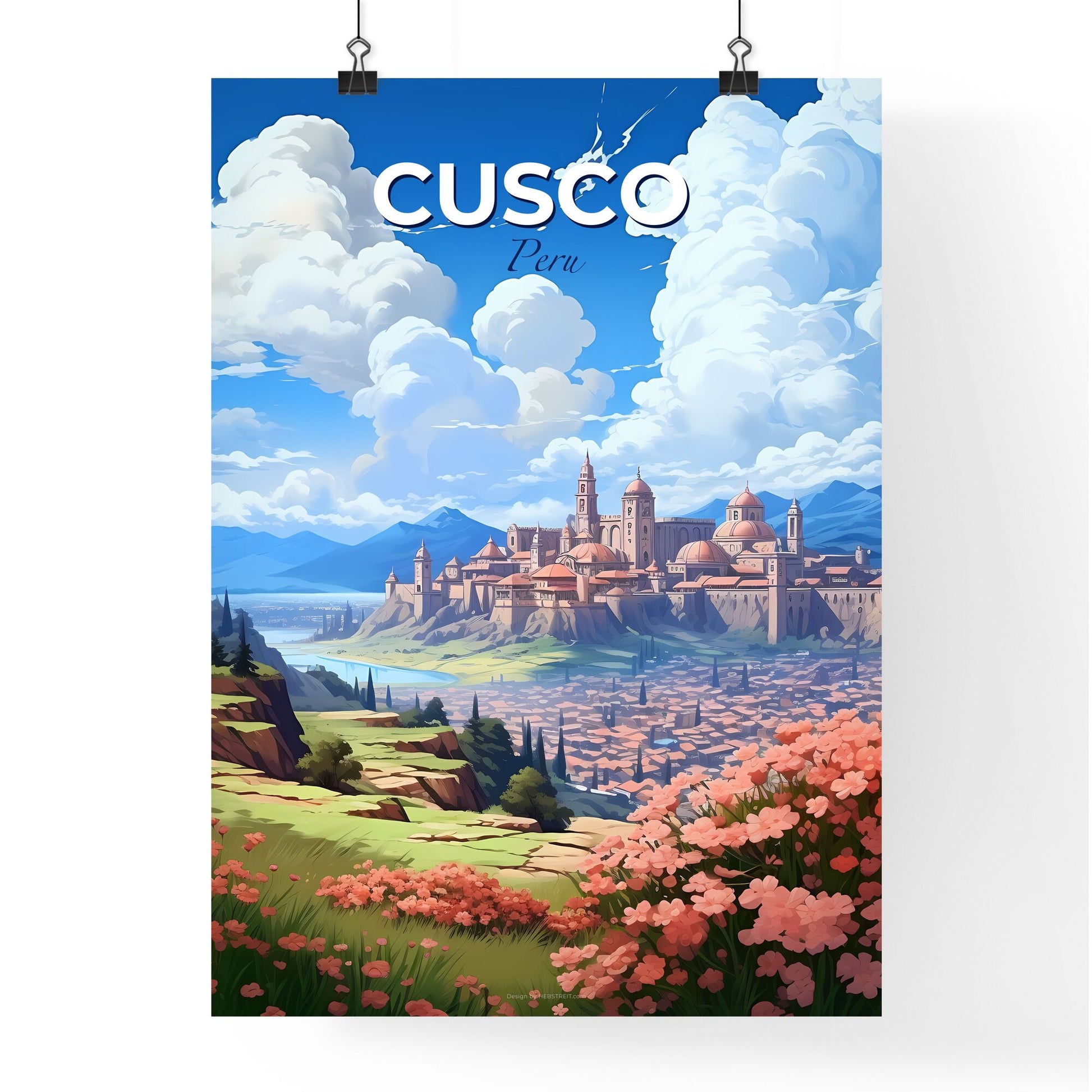 Cusco Peru Skyline Vibrant Colorful Artistic Landscape Painting Default Title