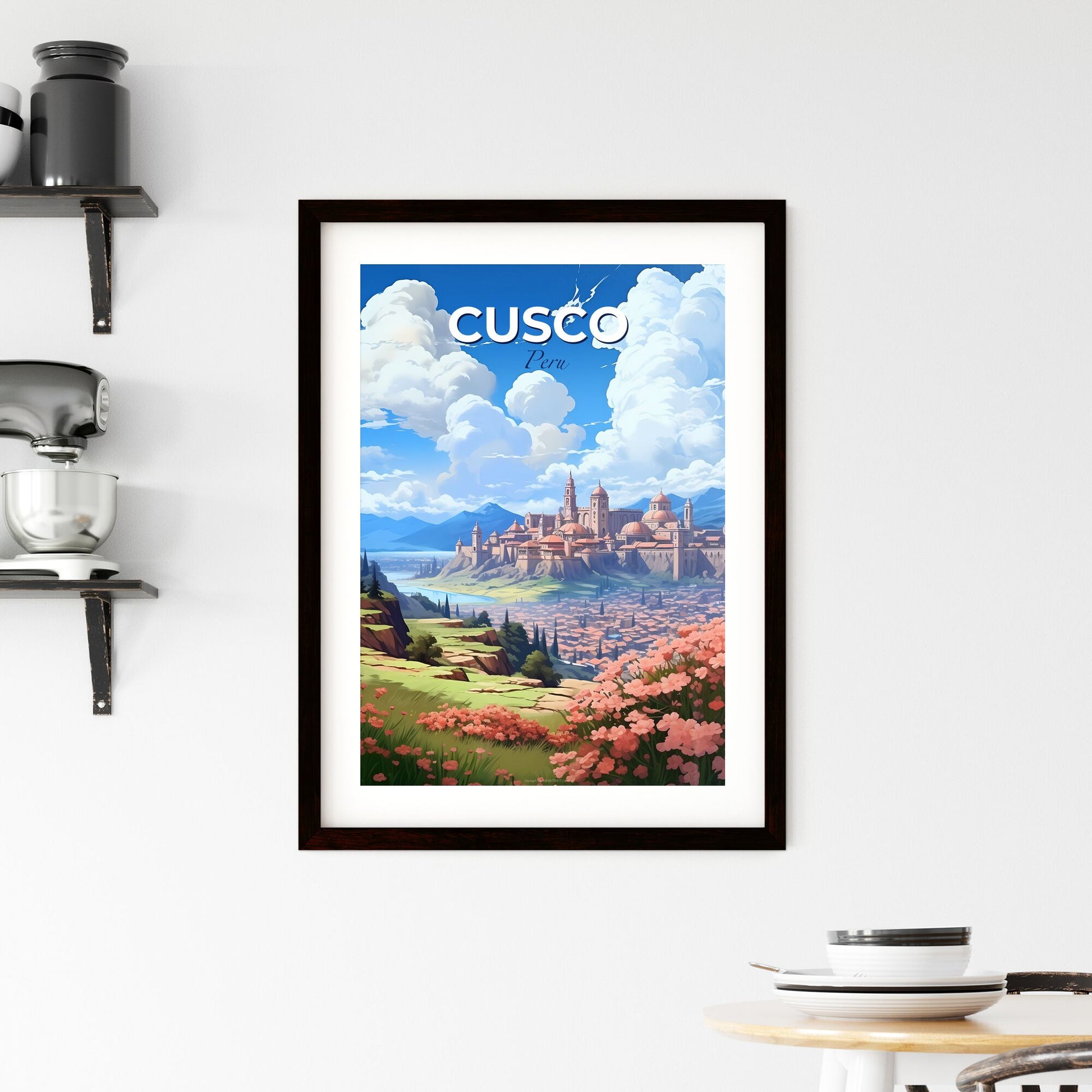 Cusco Peru Skyline Vibrant Colorful Artistic Landscape Painting Default Title