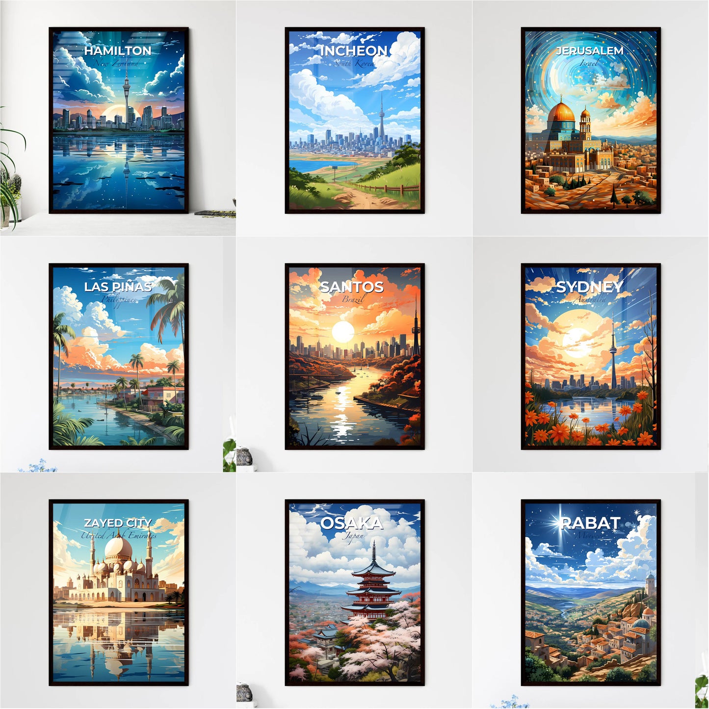 Custom Vibrant Skyline Poster - Design your own travel print now!