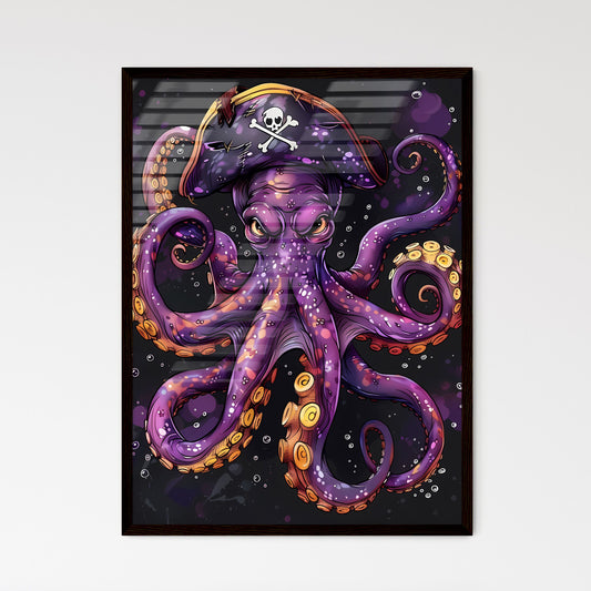 Purple Pirate Octopus: Vibrant Cartoon Painting with Artistic Focus Wall Art
