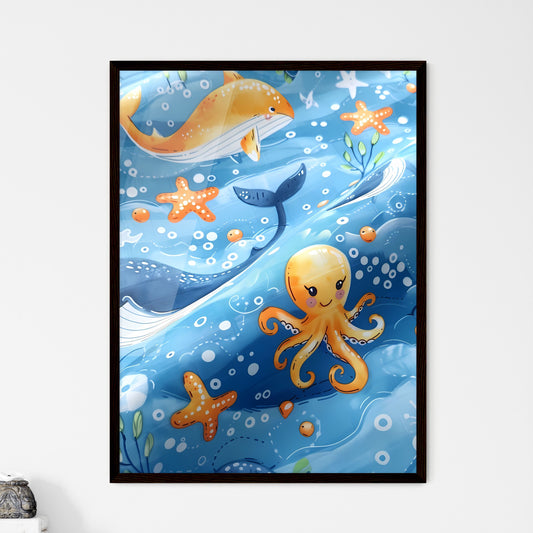 Colorful Octopus And Whale Se Wall Art
