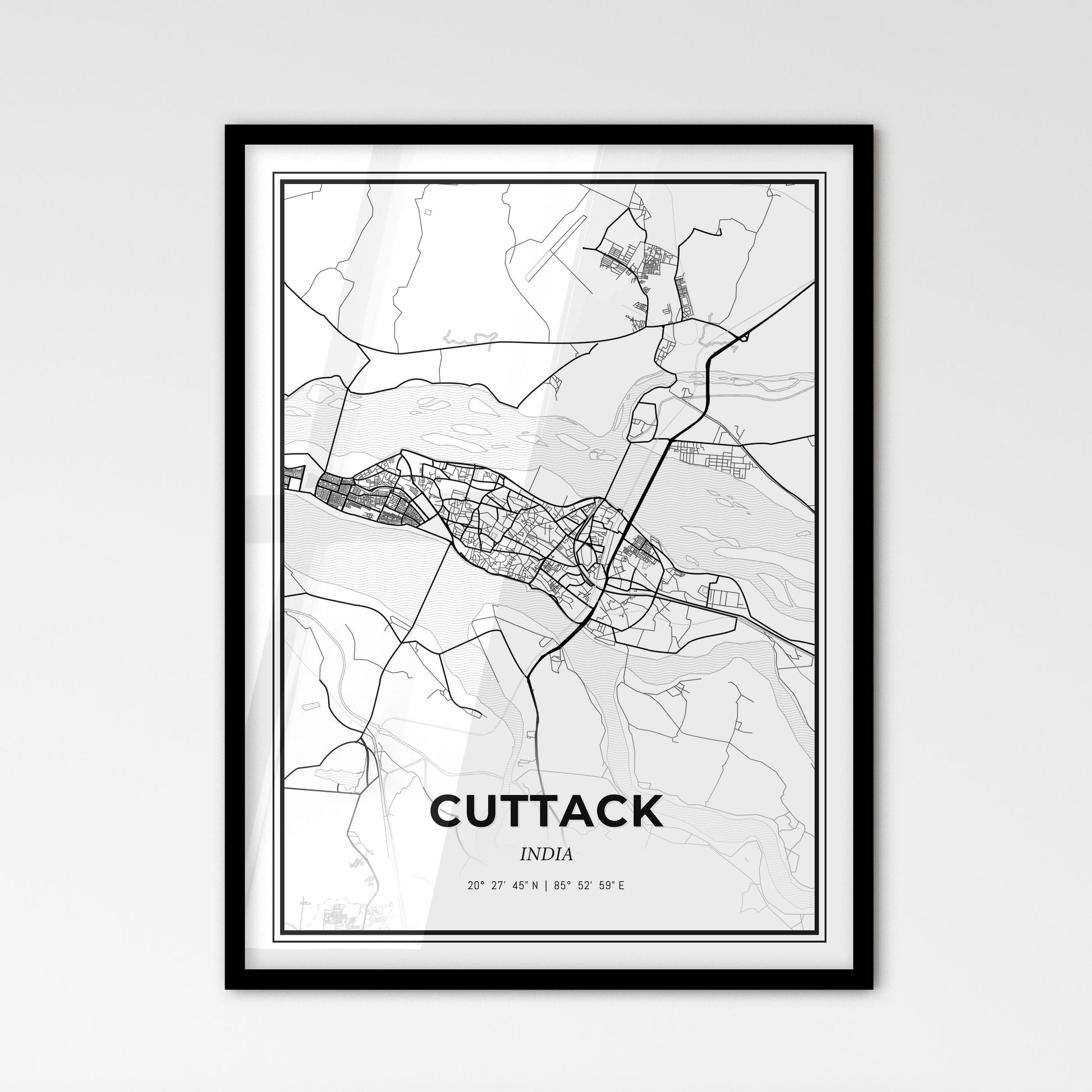 Cuttack India - Scandinavian Style City Map for Modern Home Decor