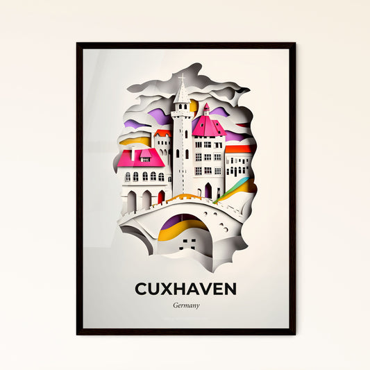 Vivid Cuxhaven, Germany - a paper cut of a castle with a rainbow flag