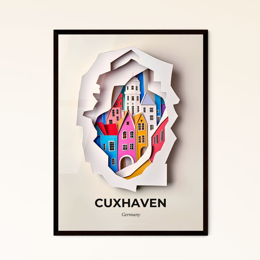 Vivid Cuxhaven, Germany - a paper cut of a city with a clock on it