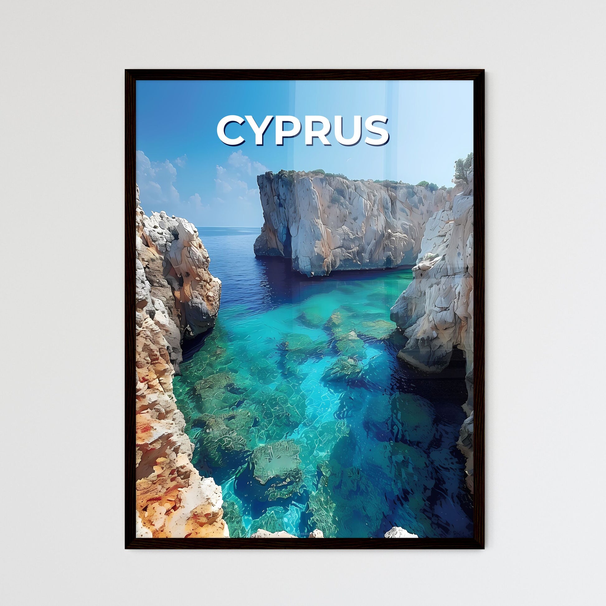 Vibrant Cyprus Seascape Painting: Rocky Cliffs and Azure Waters, European Art