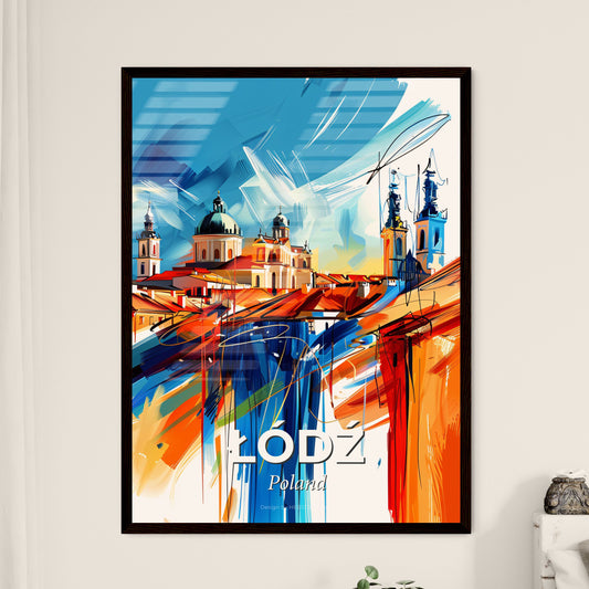 Vibrant Łódź, Poland - A Painting Of A Building With A Blue Sky