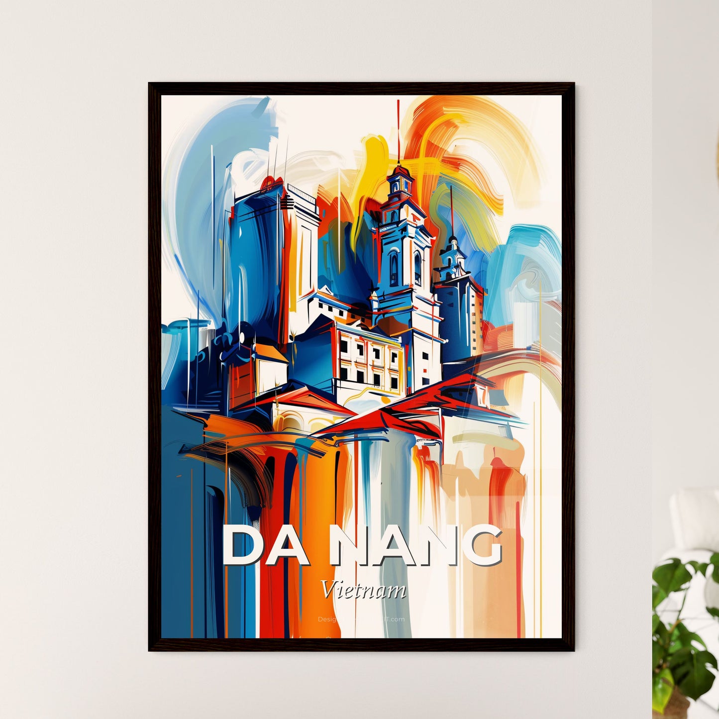 Vibrant Da Nang, Vietnam - A Painting Of A Building