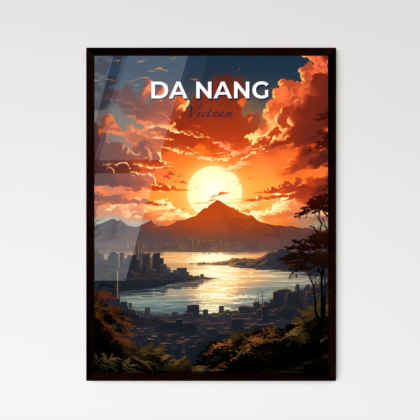 Da Nang Vietnam Skyline Painting Sunset Cityscape Modern Art Coastal Asia Urban Default Title